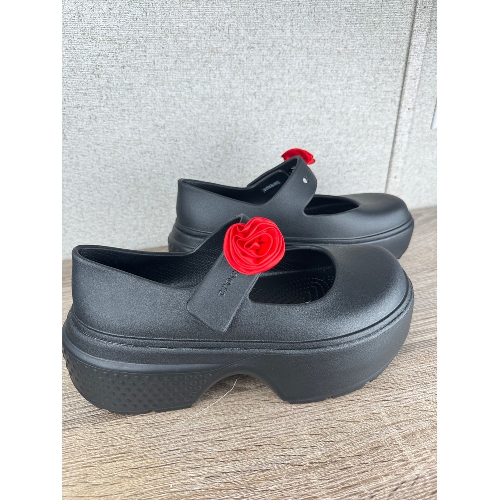Crocs Stomp Mary Jane Woman's W10 M8 Black Rosette Platform Gothic Punk